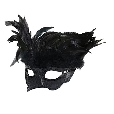 Hawk Halloween Costume, Bird Mask Black, Black Novelty Masks For Carnival, Novelty Black Masks For Carnival, Black Eye Mask For Fantasy Events, Novelty Eye Mask For Masquerade, Feathered Eye Mask For Costumes, Bird Face Mask, Crow Beak