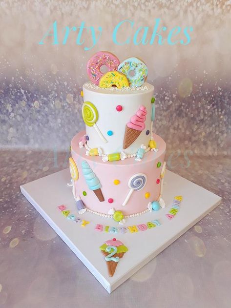 Candy Theme Cake, Kue Disney, Ice Cream Birthday Party Theme, Sweet Birthday Cake, Candyland Cake, Candy Theme Birthday Party, Ice Cream Birthday Cake, There's No Tomorrow