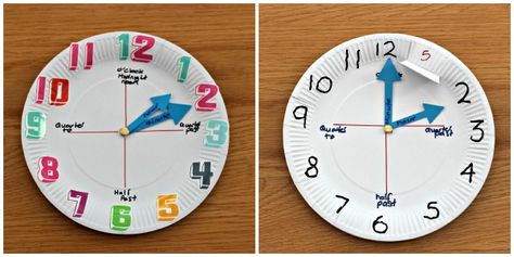 clocks Paper Plate Clock, Telling Time Practice, September Themes, Make A Clock, Learn To Tell Time, Clock Craft, Countdown Clock, Clock Tattoo Design, Homeschool Education