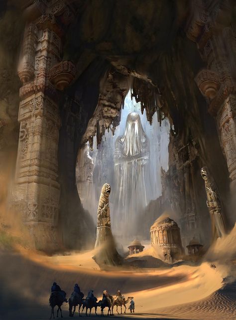 Temple of the Mahdi by Finnian MacManus Egypt Background, Galaxies Wallpaper, Creation Art, Art Worksheets, Fantasy City, Fantasy Setting, Fantasy Places, Batman Art, Matte Painting