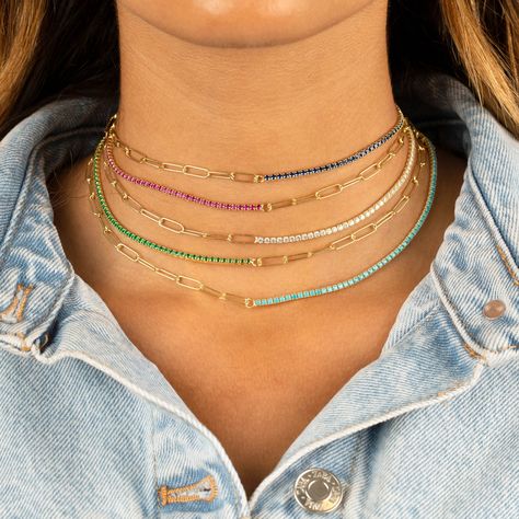 Womens Chokers, Tennis Chain, European Women, Tennis Necklace, Chains Necklaces, Jewelry Choker, Divergent, Colourful Necklace, Link Necklace