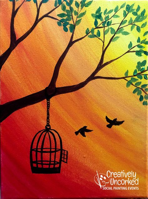 Simple And Beautiful Painting, Colourful Tree Painting, Easy Drawings Nature, Watercolor Paintings Easy For Beginners, Cute Easy Paintings For Beginners, Cute Easy Paintings On Canvas Simple Art Ideas, Basic Painting Ideas, Nature Painting Easy, Basic Painting For Beginners