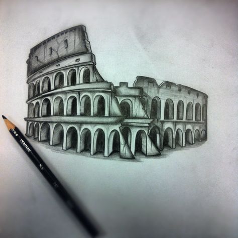 Dter TCP | Colosseum Colosseum Drawing, Freddy Krueger Art, Fruit Art Drawings, Ancient Egyptian Architecture, Nature Art Drawings, Mythology Tattoos, Landscape Sketch, Black And White Sketches, Warrior Tattoo