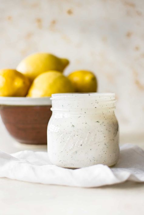 This homemade ranch dressing recipe is fast, easy to make, healthy, and tastes so much better than the store-bought variety. This recipe is made without buttermilk, so you don't have to worry about what to do with the rest! Feta Dill Salad, Dill Salad Dressing, Homemade Ranch Salad Dressing, Feta Dressing, Dill Salad, Ranch Dressing Recipe Homemade, Dill Dressing, Creamy Ranch Dressing, Creamy Feta