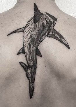 Shark Shoulder Tattoo, Shark Tattoo For Men, Megalodon Tattoo, Shark Tattoo Back, Shark Back Tattoo, Shark Spine Tattoo, Orca Tattoo Design, Shark Jaw Tattoo, Hammerhead Tattoo