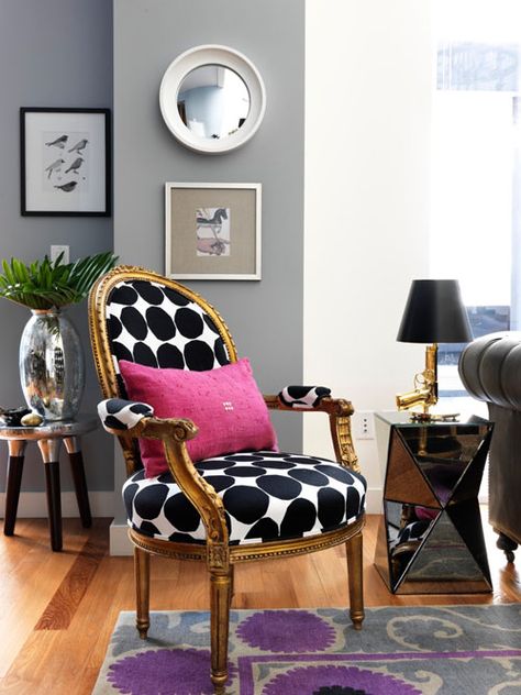 Kimberly Steward’s Live + Work Manhattan Apartment by Marcus Hay Polka Dot Chair, Reupholster Chair, Painted Chairs, Antique Chairs, Dream Decor, Interior Projects, Home Fashion, A Chair, White Polka Dot