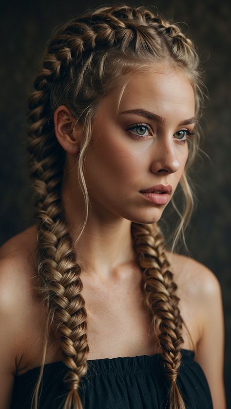 Woman with elegant braids hairstyles and natural curls, blending textures for a stunning look. Over Shoulder Braid, Braided Hairstyles For Long Hair Wedding Style Ideas, Hair Texture Idea, Hair Texture Model, German Braids Hairstyles, Cascading Curls, Viking Braids, Professional Hair Tools, Hair Mistakes