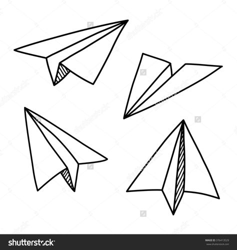 Doodle paper plane set in hand drawn sketch style. Isolated illustration. Paper Airplane Drawing, Origami Drawing, Airplane Doodle, Origami Paper Plane, Plane Drawing, Paper Aeroplane, Airplane Drawing, Bullet Journal Paper, Folding Origami