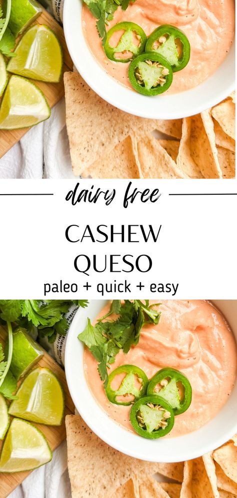 vegan queso with only 6 ingredients Finger Food For Party, Dairy Free Dip Recipes, Easy Cheese Sauce, Food For Party, Vegan Queso Dip, Dairy Free Queso, Cashew Queso, Gluten Free Dairy Free Dinner, Non Dairy Cheese