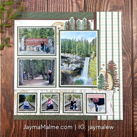 Lake Life Scrapbook Layouts, Ctmh Lake Life Layouts, Ctmh Lake Life, Mountain Scrapbook Layouts, Waterfall Scrapbook Layout, Outdoor Scrapbook Layouts, Fishing Scrapbook Layouts, Creative Memories Scrapbooking Layouts, Nature Scrapbook Layouts