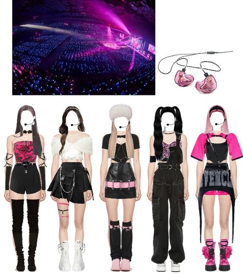 K Pop Group Outfit Ideas, Kpop Inspired Outfits Stage 5 Members, Kpop Stage Outfits Ideas 5 Members Cute, Encore Outfit Kpop, 5 Member Stage Outfits Kpop, 3 Members Outfit, K Pop Group Outfits, Kpop Idol Concert Outfit, 5 Member Outfits Kpop