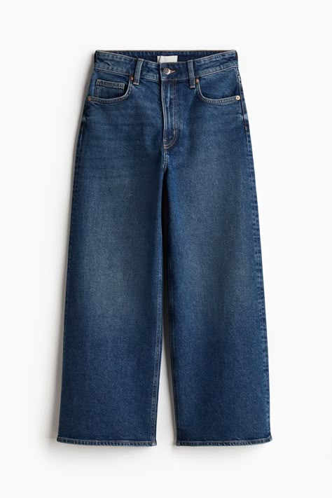 5-pocket jeans in cotton denim with gentle stretch. High waist  zip fly with button  and wide  ankle-length legs. Clothing Basics, Closet Cosplay, Jean Short Jumpsuit, Clothes Autumn, Jean Large, Autumn Winter 2024, Virtual Wardrobe, Fall Winter Wardrobe, Wide Jeans