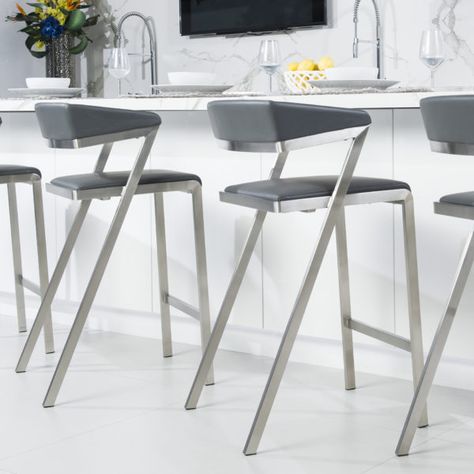 Stainless Steel Bar Stools, Luxury Bed Frames, Bar Chairs Kitchen, Wood And Metal Table, Materials Board Interior Design, Stainless Steel Kitchen Appliances, Steel Stool, Dining Room Design Modern, Stainless Steel Counters