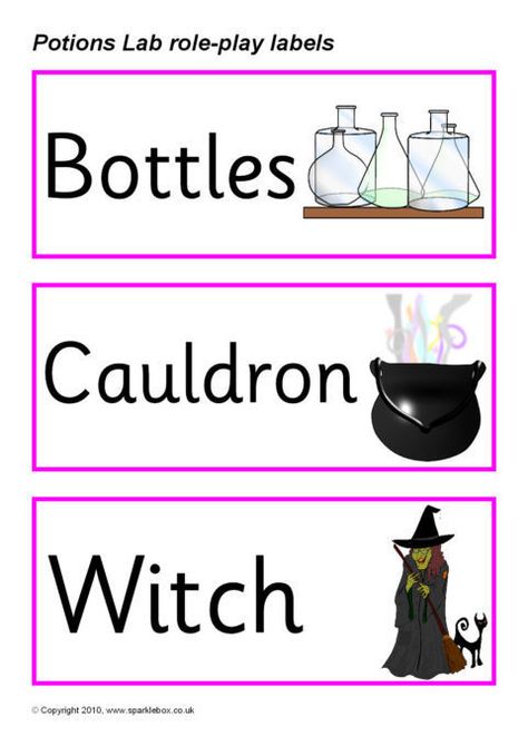 Potions Lab Dramatic Play, Potions Lab, Kindergarten Inquiry, Role Play Areas, Halloween Week, Halloween Potions, Fantasy Role Playing, Witches Cauldron, Labels Printables Free