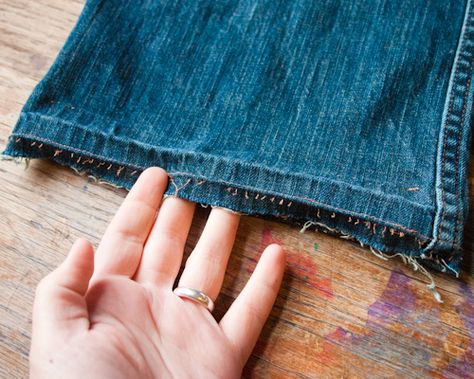 How-to: Lengthen Your Pants with One Easy Alteration • Crafting a Green World How To Make Pants Longer, How To Make Jeans Longer, Make Pants Longer, Altering Pants, Making Pants, Green Crafts, How To Make Jeans, Altering Jeans, Clothing Alterations