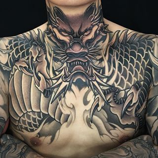 Not often that I do a throat-chest piece, so ima milk this shit 🙃 Closer look at john's dragon throat 🔍 #irezumicollective #irezumi #asian_inkspiration #asian_inkandart #thebesttattooartistsjpn #japanesetattoo #japaneseart #japanesecollective #wabori #horimono #sullen #sullenclothing #sullencollective #sydneytattooartist #cheyennetattooequipment #cabramattaink Japanese Throat Tattoo, Throat Tattoo Designs, Dragon Tattoo Neck, Chest Tattoo Japanese, Chest Tattoo Sketches, Dragon Tattoo Chest, Front Neck Tattoo, Full Neck Tattoos, Small Neck Tattoos