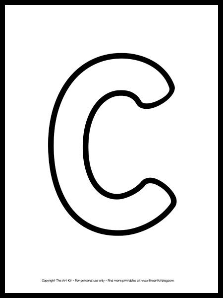 Uppercase Letter C Outline Printable FREE - The Art Kit Letter C Template Free Printable, Letter C Printable Free, Letter C Template, Letter C Clipart, Letter C Art, 2023 Clipart, Letter C Crafts, English Activity, Alphabet Animals