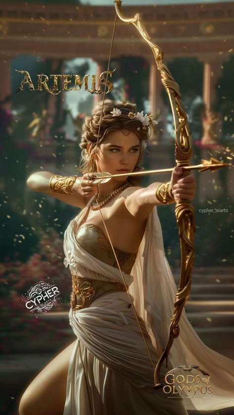 Artemis Goddess Of The Hunt, Greek Gods Artemis, My Greek Goddess, Artemis Costume Goddesses, Greek God Artemis, Greek Goddess Warrior, Artemis Goddess Costume, Goddess Of Animals, Gods And Goddesses Mythology