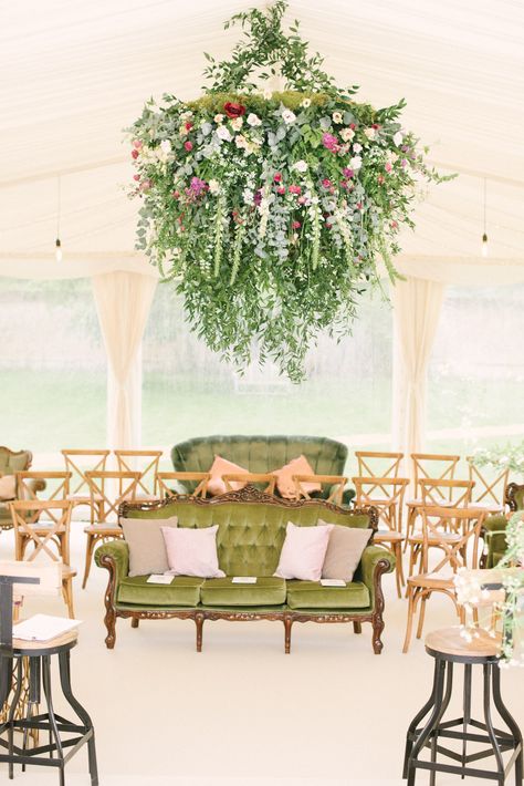 Hanging Floral Installations in Your Marquee | Emily Andrew Events Hanging Floral Installation, Wedding Doves, Luxury Florists, Floral Installation, Floral Installations, Floral Chandelier, Modern Flower Arrangements, Marquee Wedding, Hanging Frames