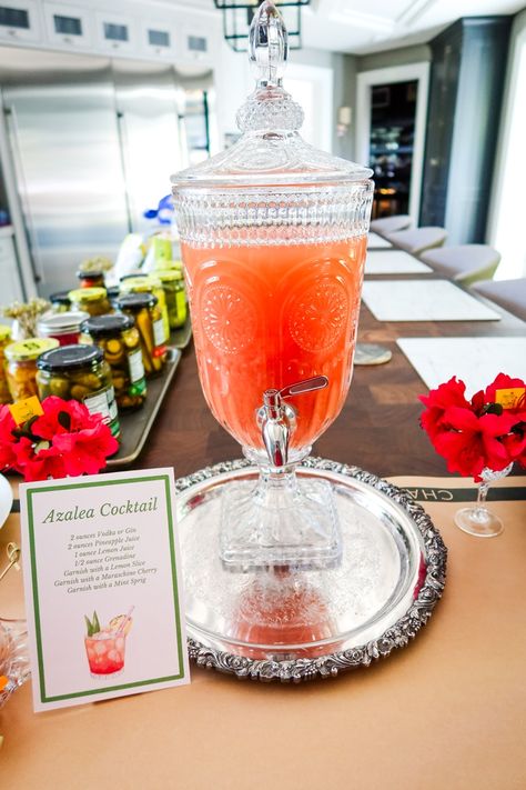 Azalea Cocktails (The Masters Signature Cocktail) Azalea Cocktail Masters, Engagement Party Signature Drink, Azalea Drink, Azalea Cocktail, Bubbly Water, Pillsbury Cinnamon Rolls, Vowel Renewal, Cocktail Pitcher, Batch Cocktails