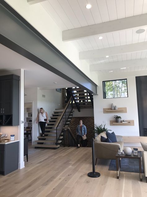 Steel beam Black Steel Beams Ceiling, Exposed Steel Beams Ceiling Living Room, Steel I Beam Ideas, Exposed I Beam, Steel Support Beam Ideas, Metal Beams Ceiling, Exposed Metal Beams Ceiling, Metal Beams Ceiling Exposed, Steel Beams Ceiling