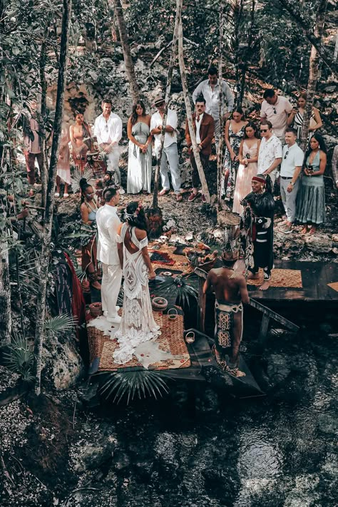 Elopement Wedding in Tulum Ancestral Mayan Ceremony - Melissa & Adam - Tulum Wedding Photographers Cancun Riviera Maya - FineArt Studio Sacred Wedding Ceremony, Cenote Wedding Ceremony, Spiritual Ceremony Wedding, Mayan Wedding Ceremony, Spiritual Wedding Ideas, Spiritual Wedding Ceremony, Jungle Elopement, Dominican Wedding, Mayan Wedding