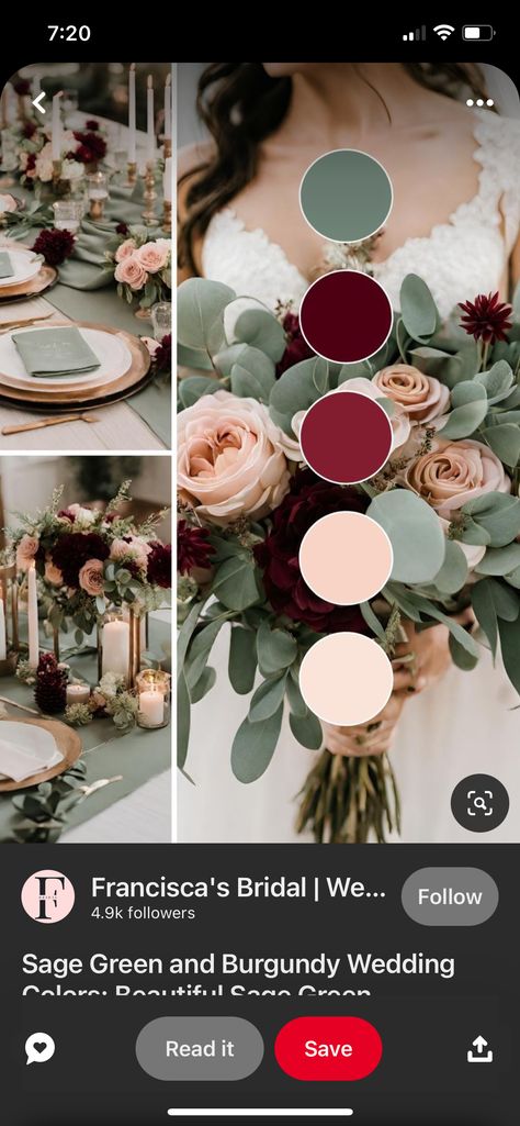 Wine Red And Green Wedding, Garnet And Emerald Wedding Colors, Sage Autumn Wedding, Wedding Themes Maroon, Wine Colour Wedding Theme, Wedding Colors With Burgundy, Wine And Sage Wedding, Maroon And Olive Green Wedding, Olive And Burgundy Wedding