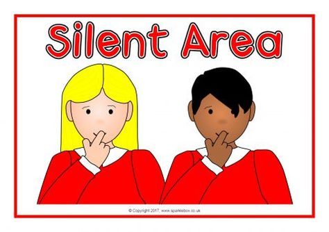 Silent Area Signs (SB12167) - SparkleBox Being Silent, Classroom Charts, Class Displays, Welcome To School, Classroom Signs, New Children's Books, Free Teaching Resources, Classroom Rules, Primary Classroom