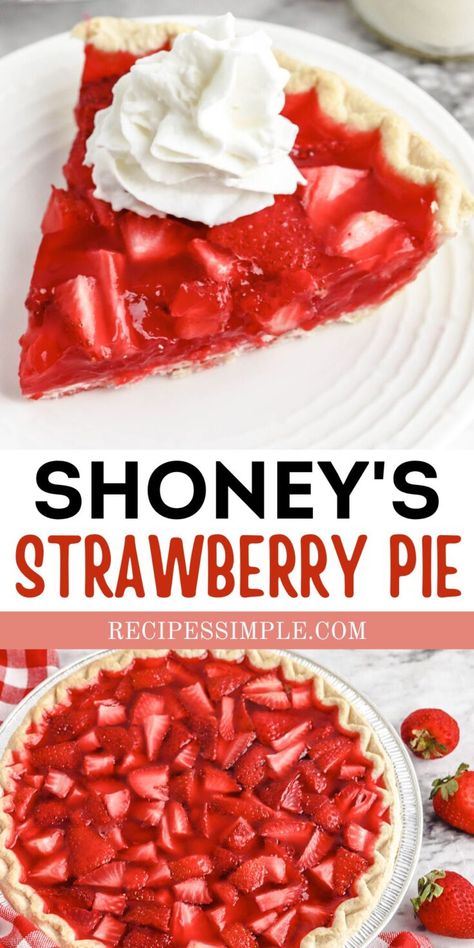 Strawberry Pie With Jello, Shoneys Strawberry Pie, Shortbread Pie Crust, Strawberry Jello Pie, Popular Pies, Fresh Strawberry Recipes, Strawberry Pie Recipe, Fresh Strawberry Pie, Strawberry Pie Filling