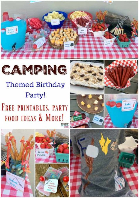 Camping Party Food, Camping Party Foods, Camping Themed Birthday Party, Camping Theme Birthday Party, Themed Birthday Party Ideas, Theme Snack, Camping Theme Birthday, Glamping Party, Camping Snacks