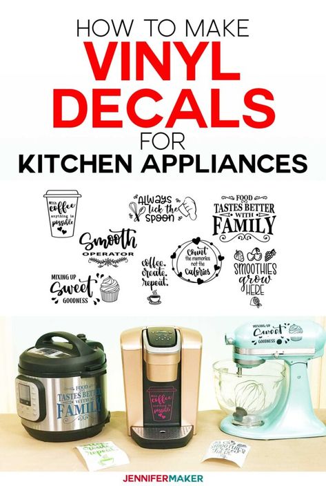 How to Make Vinyl Decals for Instant Pots and other Kitchen Appliances on Your Cricut Jennifer Maker, Vinyle Cricut, Cricut Help, Cricut Supplies, Idee Cricut, Cricut Explore Projects, Kitchenaid Mixer, Projets Cricut, Maker Project