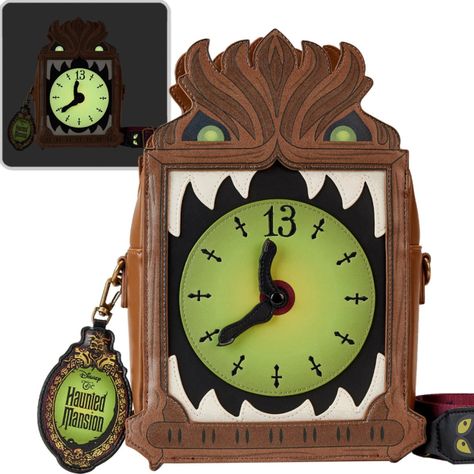 2 NEW Disney Haunted Mansion Loungeflys and More Coming Soon - AllEars.Net Haunted Mansion Clock, Haunted Mansion Disney, Disney Attractions, Disney Haunted Mansion, Loungefly Bag, Ballerina Shoes Flats, Loungefly Disney, Grandfather Clock, Haunted Mansion