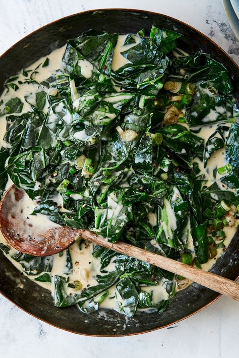 Collard Greens Recipe, Ginger Chicken, Grilled Peaches, Stuffed Avocado Healthy, Nyt Cooking, Collard Greens, Greens Recipe, Veggie Sides, Leafy Greens