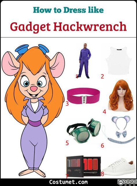 Gadget Hackwrench (Chip 'n Dale) Costume for Cosplay & Halloween 2021 Gadget Cosplay, Gadget Hackwrench, Max Costume, Orange Wig, Halloween City, Disney Outfits Women, Run Disney Costumes, Diy Disney Ears, Images Cartoon