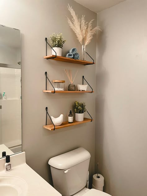 Shelving Above Toilet, Shelves Behind Toilet, Dorm Bathroom Ideas, Bathroom Designs 2023, Bathroom Ideas For Small Spaces, Target Bathroom, Small White Bathrooms, Above Toilet, Shelves Above Toilet