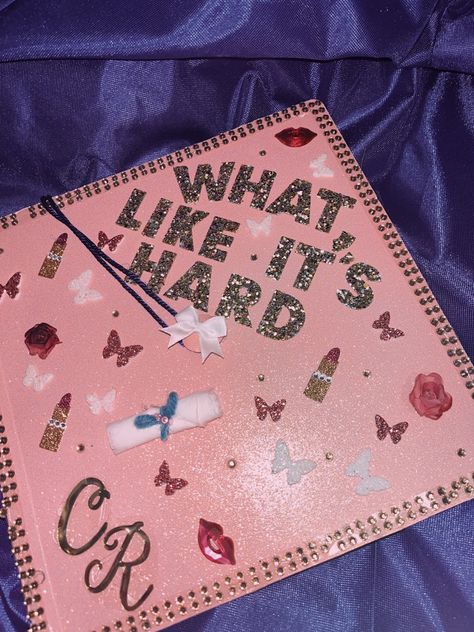 Legally Blonde Grad Cap, Blonde Aesthetic, Senior Year Of High School, College Graduation Cap Decoration, Blonde With Pink, Elle Woods, Legally Blonde, Graduation Cap Designs, Cap Decorations