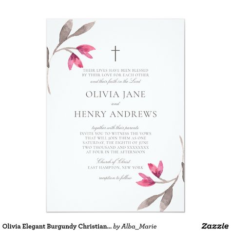 Olivia Elegant Burgundy Christian Wedding Invitation Christian Wedding Invitation, 1 John 4 16, Catholic Wedding Invitations, John 4 16, Christian Wedding Cards, Christian Wedding Ceremony, Christian Wedding Invitations, Cross Wedding, Marriage Invitation Card