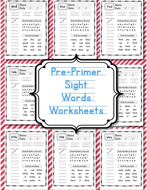 Pre-Primer Sight Word Worksheets | Teaching Resources Blog