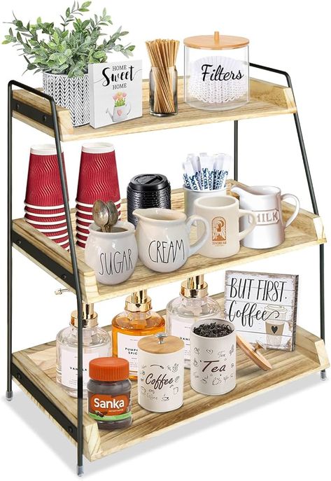 Amazon.com: Megsooul Coffee Station Organizer,Coffee Bar Accessories and Organizer Countertop, Bathroom & Kitchen Countertop Organizer Storage, 3 Tier Countertop Shelf for Bathroom, Kitchen, Coffee Bar,Office : Home & Kitchen Countertop Coffee Bar Ideas, Cute Coffee Bar Ideas, Cofee Bar, Kitchen Coffee Bar, Coffee Bar Accessories, Shelf For Bathroom, Kitchen Countertop Organization, Countertop Shelf, Kitchen Counter Organization