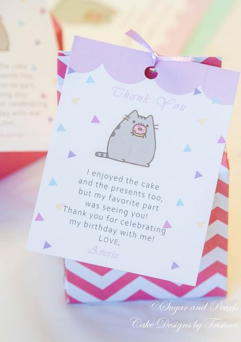 Pusheen Party Favors, Pusheen Cat Birthday Party Ideas, Pusheen Birthday Party Ideas, Pusheen Birthday, Watermelon Party, Cat Birthday Party, 9th Birthday Parties, Donut Party, 10th Birthday Parties