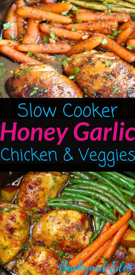 Honey Garlic Chicken And Veggies, Slow Cooker Honey Garlic Chicken, Chicken Crockpot Recipes Healthy, New Chicken Recipes, Crockpot Chicken Healthy, Chicken Crockpot Recipes Easy, Chicken And Veggies, Chicken Veggies, Chicken Crockpot