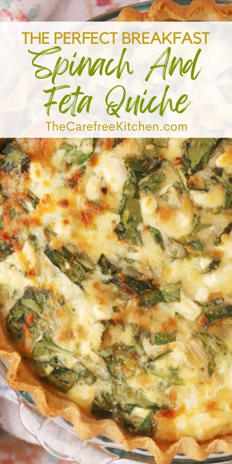 Spinach Tomato Feta Quiche, Quiche Recipes Spinach Feta, Spinach And Feta Quiche Recipes, Feta Quiche Recipes, Spinach And Feta Quiche, Childhood Recipes, Quiche With Spinach, Spinach Feta Quiche, Baby Shower Simple