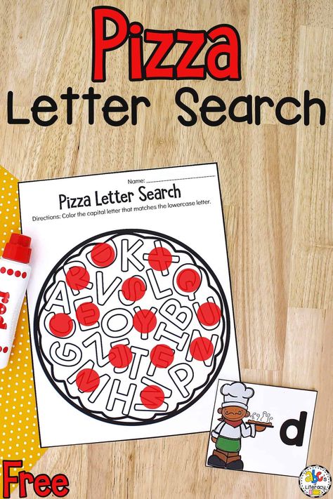 This free printable Pizza Letter Search Activity is a fun way for your kids to work on identifying letters, matching letters, and much more! Summer Literacy Activities, Printable Ice Cream, School Pizza, Letter Matching Activities, Identifying Letters, Letter Recognition Activities, Pizza Art, Letter Find, Teacher Activities