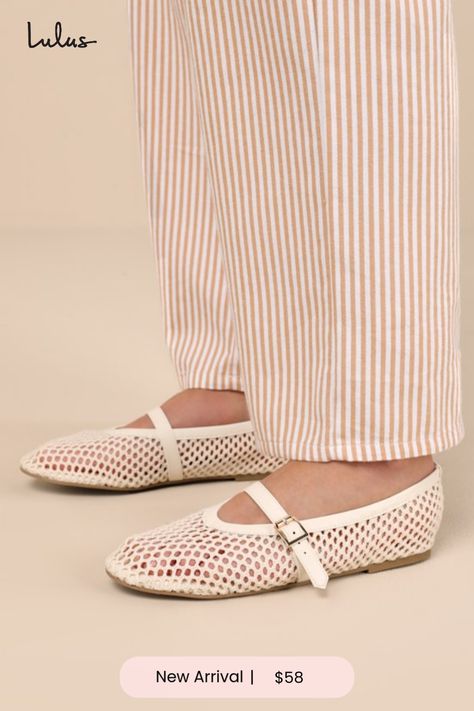 The Coconuts by Matisse Nolita Ivory Raffia Netted Buckle Ballet Flats are the last step in completing your cutest warm-weather looks! This summery rendition of the classic ballet flat design boasts a sheer, woven raffia construction that shapes a rounded toe and a low-cut collar. A faux leather vamp strap secures the look with a gold buckle. Available in whole sizes only. 0. 25" heel. Man Made Materials. Imported. Lulus | Nolita Ivory Raffia Netted Buckle Ballet Flats.