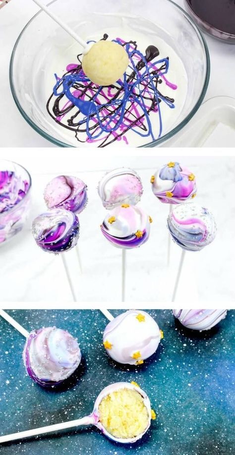 Galaxy Cake Pops, Star Wars Theme Party, Galaxy Party, Cakes To Make, Galaxy Cake, Babyshower Party, Outer Space Party, Cake Pops How To Make, Space Birthday Party