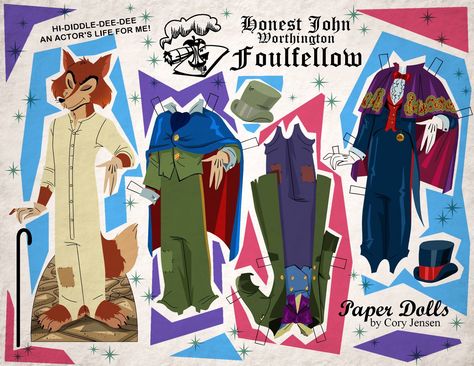 Honest John Worthington Foulfellow paper doll (from Pinocchio) Girl Scout Badges Requirements, Honest John, Papercraft Anime, Funny Princess, Disney Paper Dolls, Pinocchio Disney, Princess Paper Dolls, Disney Quiz, Girl Scout Badges