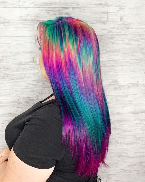 🌈Lisa Frank RAINBOW Unicorn  #rainbowhair #riotsquad #pulpriot #pulpriothair #vividhaircolor #vividhair #neonhaircolor #neonhair #brighthair #funhaircolor #behindthechair #tacomahair #puyalluphair #americasalon #modernsalon Lisa Frank Hair, Neon Hair Color, Trip Style, Vivid Hair, Vivid Hair Color, Pulp Riot Hair, Neon Hair, Dye Colors, Hair Color Techniques