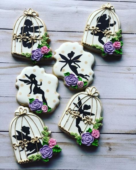 Witchy Cookies, Tinkerbell Cookies, Garden Cookies, Cookies Decorated With Royal Icing, Theme Cookies, Fairy Garden Birthday Party, Fairy Theme, 12 Birthday, Cookie Images