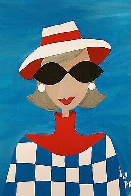 Art Deco Painting Artworks, Quirky Acrylic Paintings, Sunglasses Painting Acrylic, Fashion Illustration Acrylic Paint, Funky Lady Paintings, Cubism Art Modern Face, Brick Books, Chicken Drawing, Retro Painting