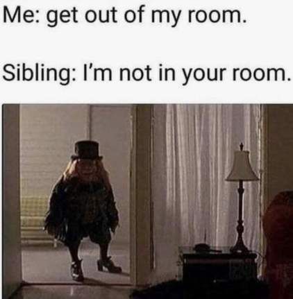 ME: Get out of my room. Sibling: I'm not in your room.   Funny sibling memes.   #brothers #sisters #siblings #funnymemes #memes #funny #lol #humor Brother Memes, Sibling Memes, Growing Up With Siblings, National Sibling Day, Siblings Funny, Family Humor, Animal Jokes, My Room, Really Funny Memes